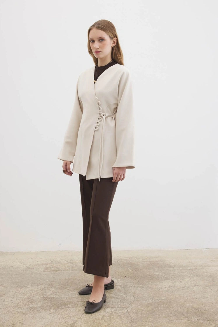 Peri Longblazer mit Bindedetail beige