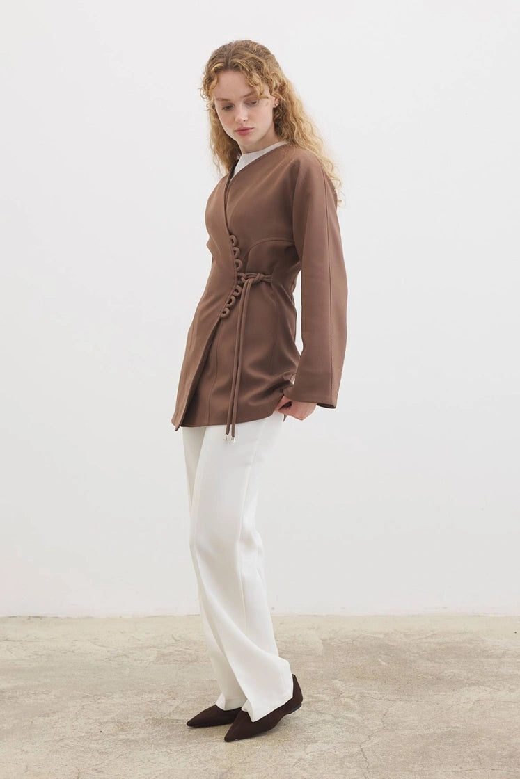 Peri Longblazer mit Bindedetail hellbraun