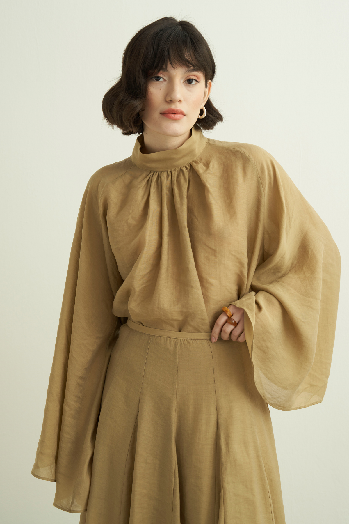 Lina Modest Viskose Set Olive mit Maxi Rock