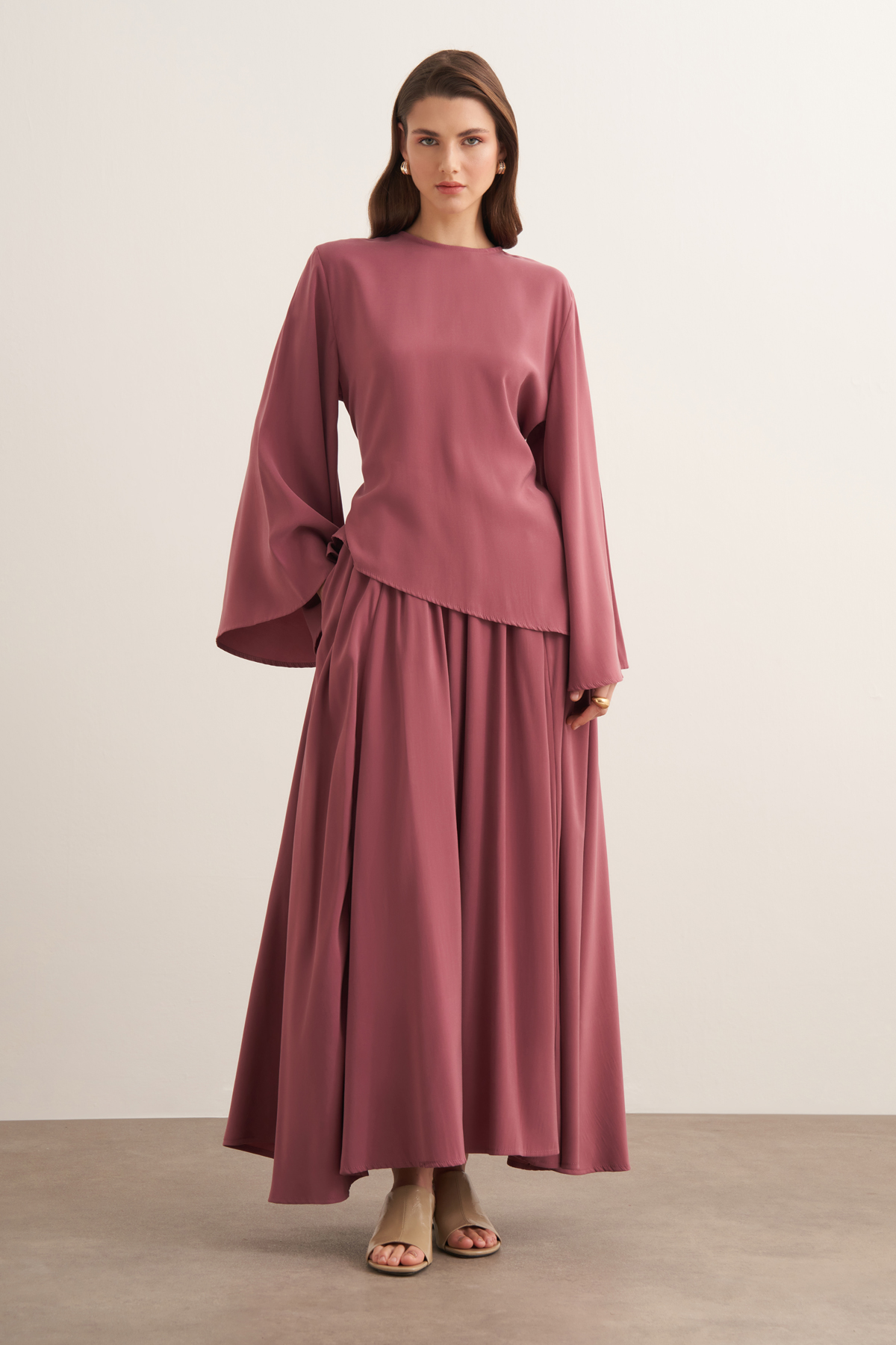Modest Damet Set elegant mit Maxi Rock