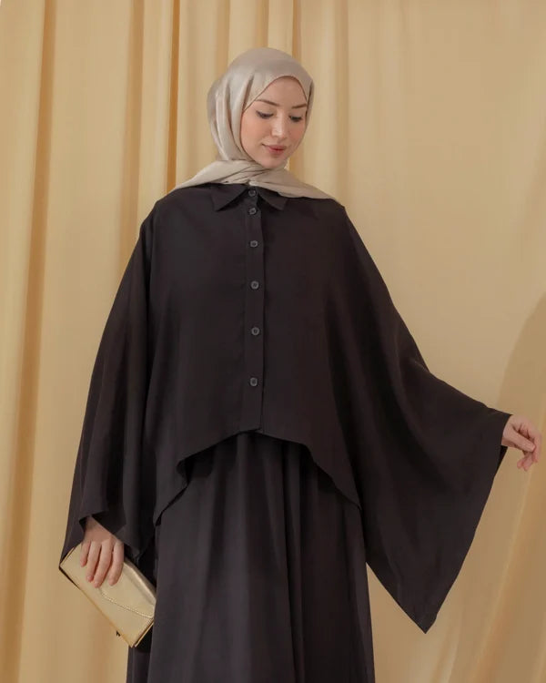 Layered Maxikleid Set modest schwarz