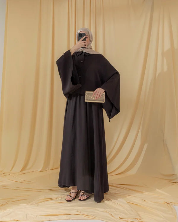 Layered Maxikleid Set modest schwarz