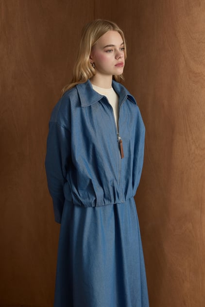 Sienna Denim Set mit Rock und Bomber Jacke