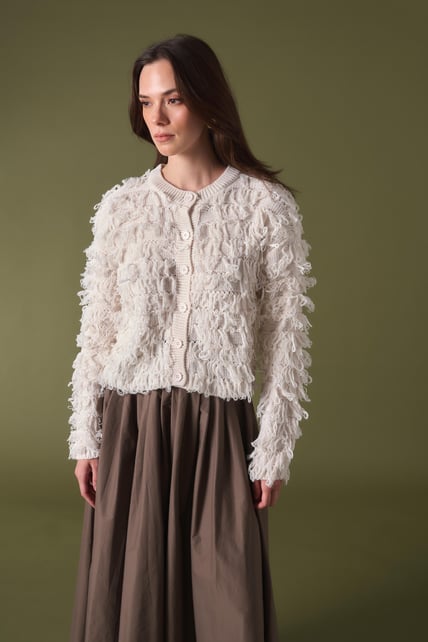 Lyra Cardigan Fringe Knit
