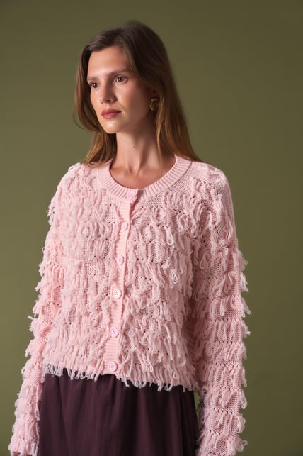 Lyra Cardigan Fringe Knit
