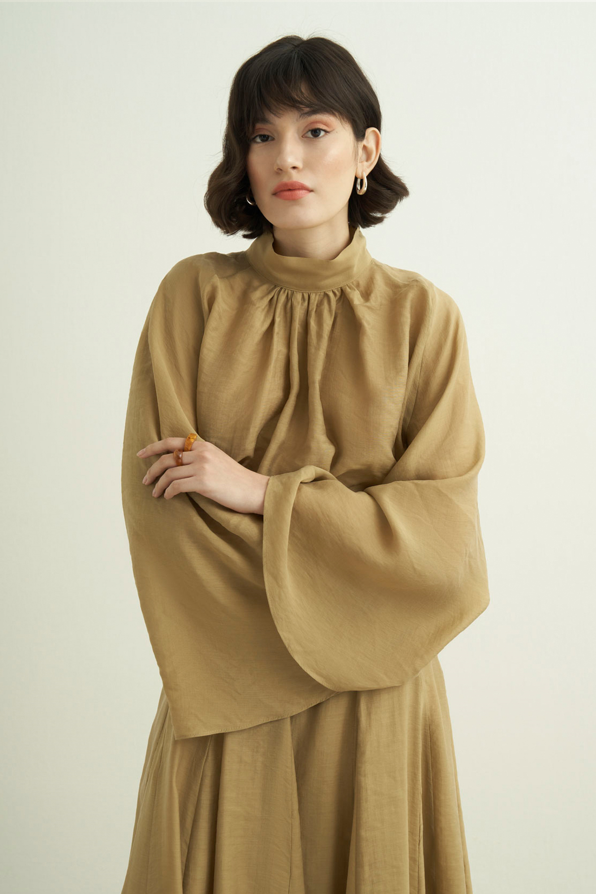 Lina Modest Viskose Set Olive mit Maxi Rock