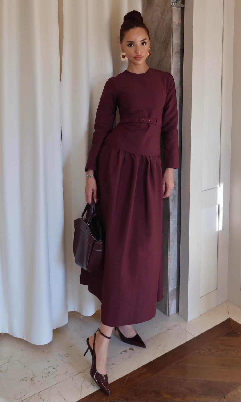 Mira Cupro Kleid mit Gürtel