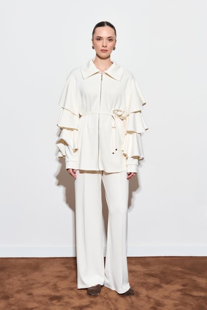 Aurea Zweiteiliges Set mit Volantärmeln creme