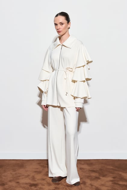 Aurea Zweiteiliges Set mit Volantärmeln creme