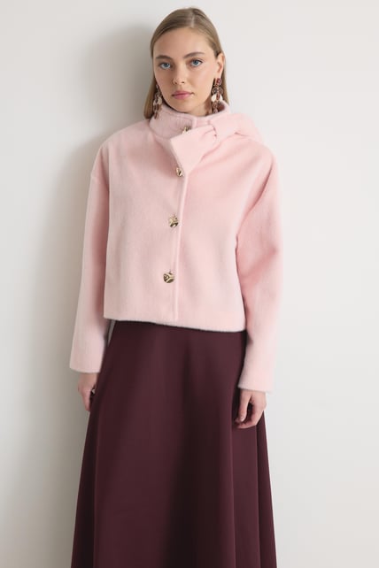 Noelia boxy Faux Fur Jacke mit Schleifendetail